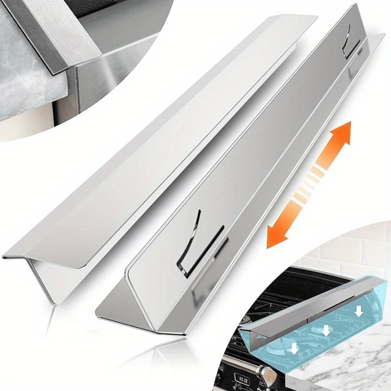 2PCS Kitchen Stove Counter Gap Covers, Stainless Steel Gap Cover, Cooktop Trim Kit, Stove Gap Guards, Oven Gap Filler, Heat Resistant & Effectively Protect Stove Gap Filler(13.8"-27.5" Silvery)